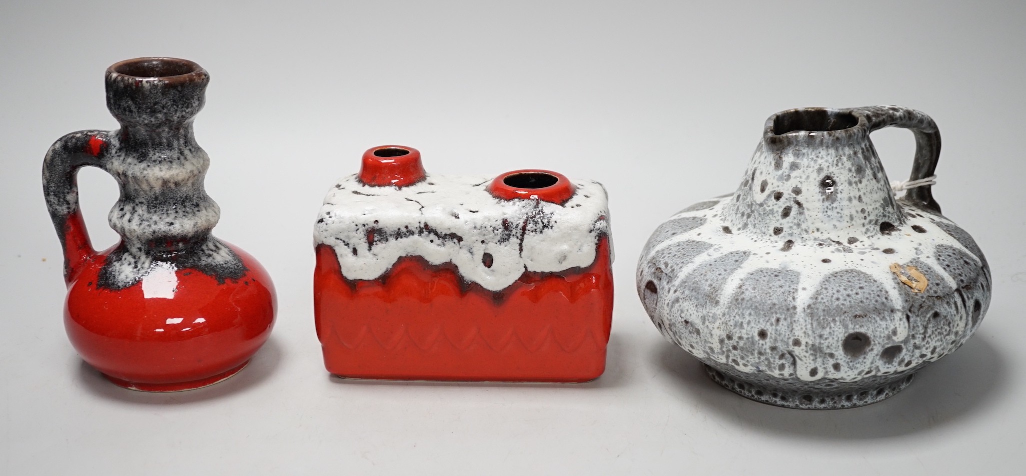 Three West German art pottery items, ewer, Wide ES Keramik UFO flying saucer design and vase
